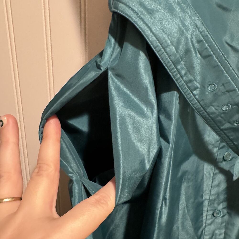 Staud Jolene Belted Taffeta Shirt Dress Coastal Green Spring Classic Size 10 - Picture 5 of 8